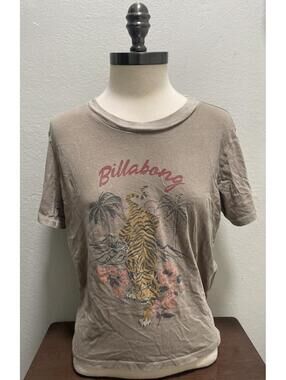 Y2K Billabong Easy Tiger T-Shirt Deep Olive Floral XL
